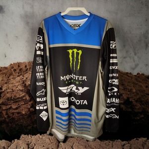 Fly Racing Jersey Mens XL Extra Large Gray Blue Black Racing Supercross
